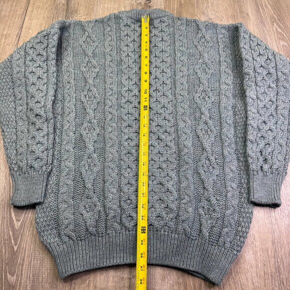 NWT Kerry Traditions Mens Blue Pure New Wool Cable Knit Pullover Sweater Medium - Picture 11 of 12
